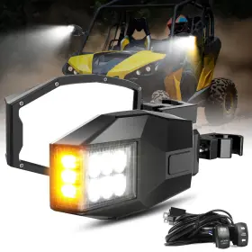 B0106-03301bk Tuda Utv Rear Folding View Side Mirror Turn Singanl Lights For Polaris Ranger Can-am
