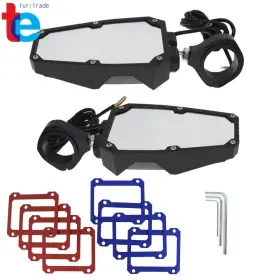 Tr31906 Turitrade Utv Rear View Side Mirrors With Led Lights New For Polaris Rzr 1.75 Inch -2 Roll Cage