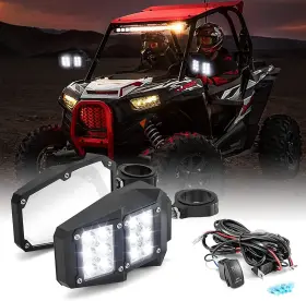 Mall-bo3o5o70001p Twom Utv Rearview Side Mirrors And Led Light For Polaris Rzr Yamaha 1.5 Inch -2 Roll Cage