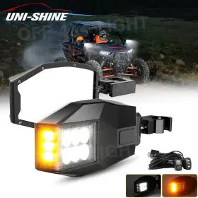 B0106-06401bk Uni-shine Utv Rear View Side Mirrors With Led Turn Lights For Polaris Ranger Rzr Can Am X3