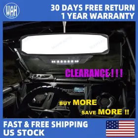 Eap02ls Wahparts For Polaris Rzr Xp Utv Rear View Center Mirror 7 Color Led Lights 1.2 Inch -2 Clamp