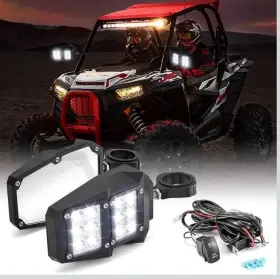 8030101801 Weisen Utv Side Rear View Mirrors With Spot Lights For Can-am X3 Polaris Rzr Pro R