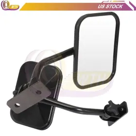 Wh117185tm01 Whee Black Manual Square Mirrors For 1997-2017 Jeep Cj Yj Tj Left Right Side