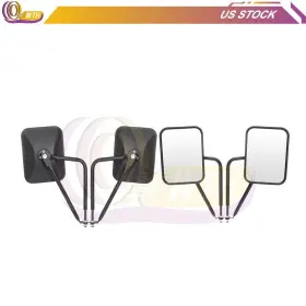 Wh117189tm01 Whee Black Manual Square Mirrors For 1997-2017 Jeep Cj Yj Reth Lh Rh Side