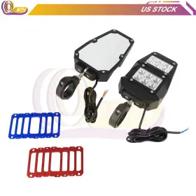 Wh167467tm Whee 2pcs 1.5 Inch -2 Roll Cage Utv Rear View Side Mirrors With Led Light For Polaris Rzr