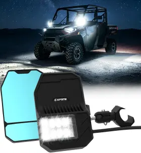 Sxl-sm-g27-clr-v1-1 Xp-elite Pro Fit Utv Rear Side Mirrors With Led Light For Polaris Ranger 1000 900 570 500