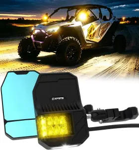 Xp-elite Sxl-sm-g28-ylw-1 Pair Utv Side Mirrors With Amber Led Spot Turn Signals And Puddle Lights Wide Convex