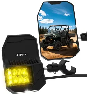 Xp-elite Sxl-sm-g28-ylw-v1-1 Utv Rear View Side Mirror With Amber Led For Polaris Ranger Can Am Defender Pro-fit