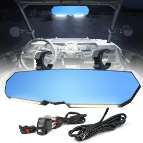 Xprite 632138617128 1.75-2 Inch Uvt Rear View Center Mirror Led Convex For Polaris Rzr Can-am X3 Yamaha