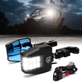 Sxl-sm-g25-clr Xprite Utv Rear Side View Mirrors Aluminum Led With Lights For 1.75 Inch -2 Roll Cage