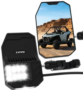 Sxl-sm-g28-smk Xprite 1.75-2 Inch Round Utv Side Mirrors Led Light Turn Signal For Polaris Rzr Can-am X3