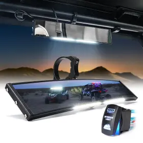 Utv-cm-g11 Xprite Utv Rear Center View Mirror With Light For Polaris Rzr 1000 Xp Desert Adventure