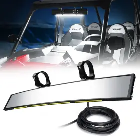 Xprite Utv-cm-g7-1 17.5 Inch Utv Rear View Convex Center Mirror With Led Dome Light 1.75 -2 Clamp
