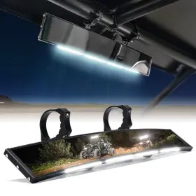 Utv-cm-g7-2 Xprite 17.5 Inch Utv Rear View Center Mirror Curved With Led Dome Light 1.75 -2 Clamp