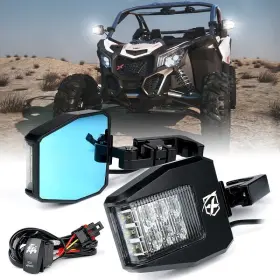 Utv-sm-g12-smk Xprite Utv Side View Mirror With Led Spotlight And C-clamp Brackets By