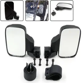 Us-utv-006-bk9 Xt Utv Convex Mirror Set Side View For Can-am Arctic Cat With 1 5/8 Inch -2 Roll Black