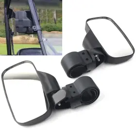 Yusen233 550733664524 For Polaris Yamaha John Deere Rectangle Rear View Side Mirrors 1.75 Inch 2 Roll Bar