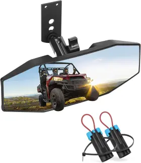 Zidiyoruo 768420972498 Polaris Ranger Rear View Mirror Adjustable Center Rearview 10 Inch X4 Black