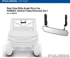 Polaris Ranger (vehicle Frame Mounted) Rear View Wide Angle MIRROR-2881439 New. Price: $139.99.