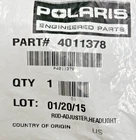 New Genuine Polaris 4011378 Headlight Adjustment Rod. Price: $13.04.