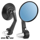 Open-box Fit Universal Naked Bike Round Blue Glass Sideview Mirrors Bar-end Used. Price: $12.44.