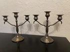 Vintage 3-ARM Silver Plated Candelabra Lb Lehman Brothers Set Of 2 10". Price: $49.99.