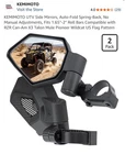 Kemimoto Utv Side Mirrors, Auto-fold Spring-back New. Price: $45.00.
